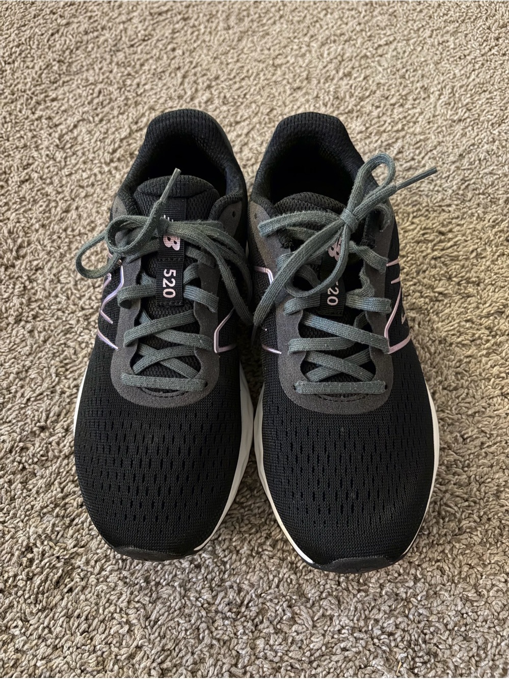 New Balance Women's 520 V8 Black and White and Pink Shoes